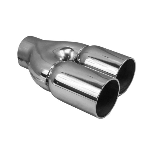 3 inch Round Staggered - Straight Cut Mirror Polished 304 Stainless Steel Exhaust Tip  - PE35008
