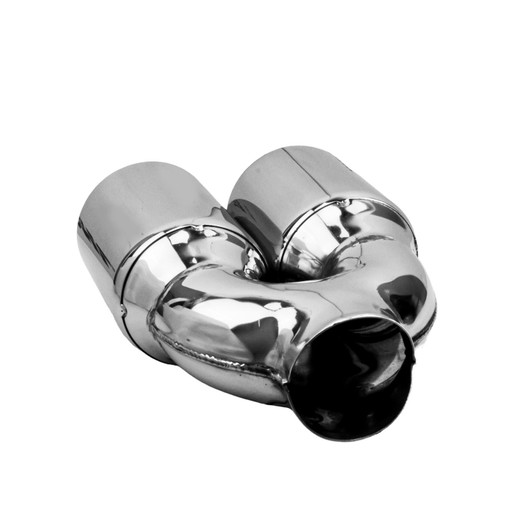 3.5 inch Round Straight Cut - Double Wall Mirror Polished 304 Stainless Steel Exhaust Tip  - PE35021