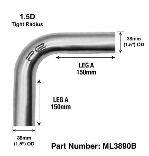 2.5  (63.5mm) 15 Degree Tight 1.5D 304 Stainless Steel Exhaust Mandrel