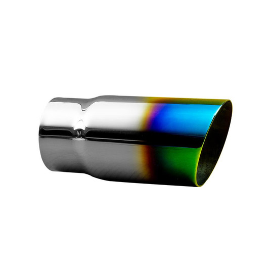 3.5 inch Round Slash Cut Mirror Polished 304 Stainless Steel Exhaust Blue Tip - PE350BLU