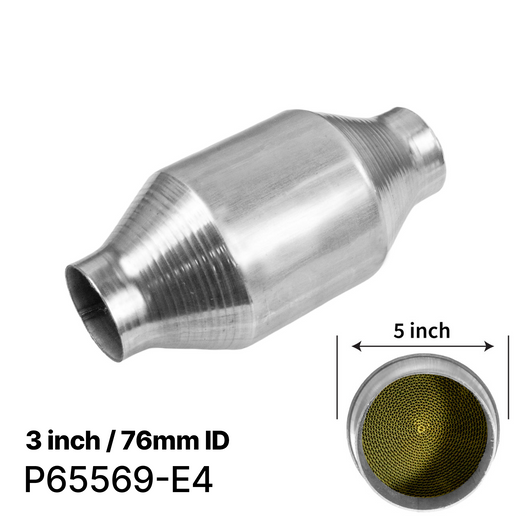 3" 76mm Universal 5 inch Round High Flow Euro 4 Metallic Sports Cat 200 Cell CPSI