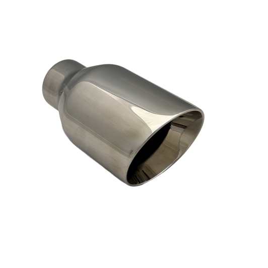 2.25 inch Mirror Polished Single 304 Stainless Steel Slash Cut Exhaust Tail Pipe - PE22365