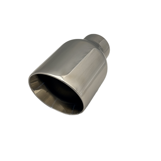 2.25 inch Mirror Polished Single 304 Stainless Steel Slash Cut Exhaust Tail Pipe - PE22365