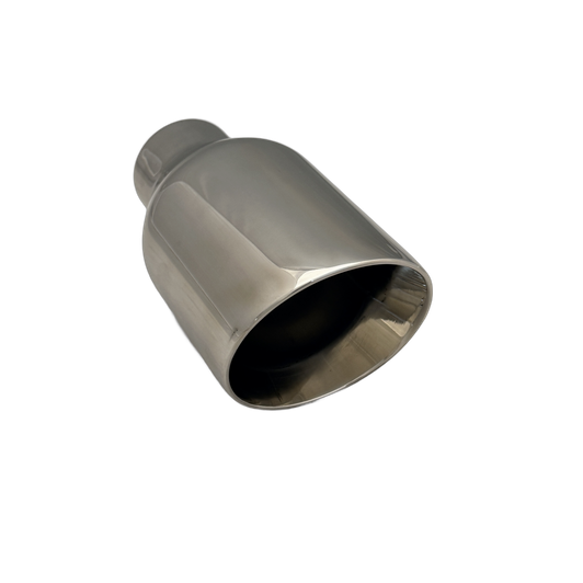 2.25 inch Mirror Polished Single 304 Stainless Steel Slash Cut Exhaust Tail Pipe - PE22365