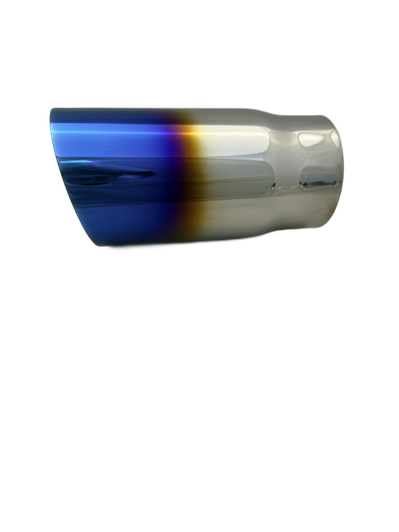 3.54 inch (90mm) (OD) Mirror Polished Burnt BLUE Single 304 Stainless Steel Burn Blue Exhaust Tail Pipe - PE350BLU