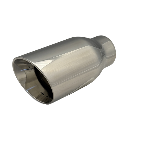 3.54 inch (90mm) (OD) Mirror Polished Single 304 Stainless Steel Slash Cut Exhaust Tail Pipe - PE22369
