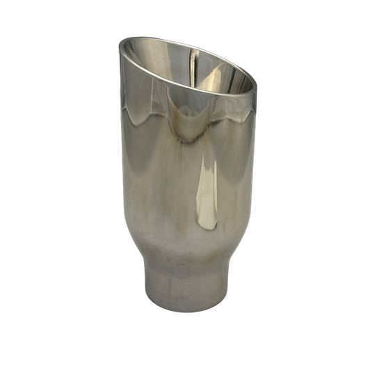 2.25 inch Mirror Polished Single 304 Stainless Steel Slash Cut Exhaust Tail Pipe - PE22369
