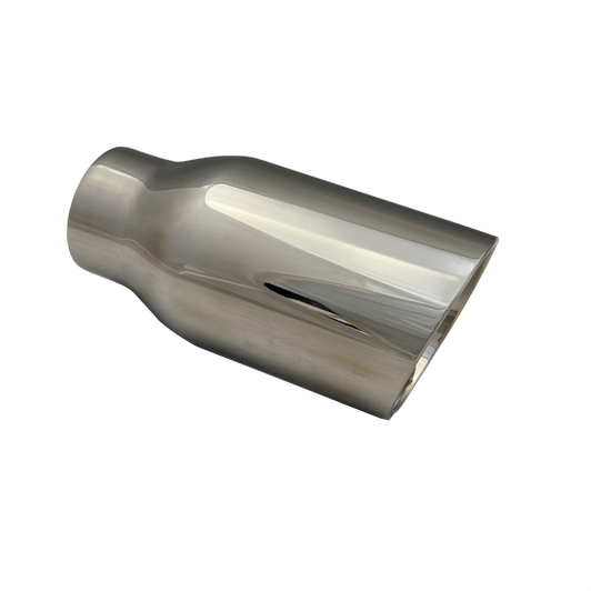 3.54 inch (90mm) (OD) Mirror Polished Single 304 Stainless Steel Slash Cut Exhaust Tail Pipe - PE22369