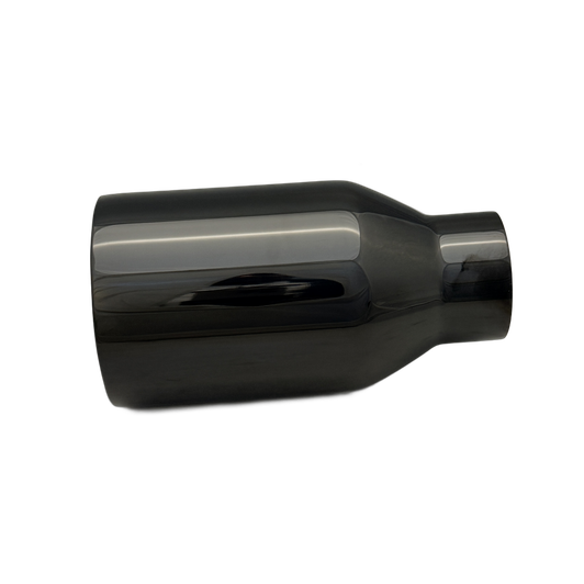 4 inch (101mm) (OD) Black Chrome Single 304 Stainless Steel Straight Cut Exhaust Tail Pipe - PE22373