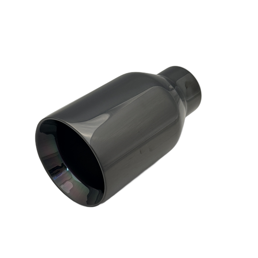 4 inch (101mm) (OD) Black Chrome Single 304 Stainless Steel Straight Cut Exhaust Tail Pipe - PE22373