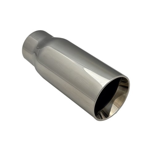 2.25 inch Mirror Polished Single 304 Stainless Steel Straight Cut Exhaust Tail Pipe - PE22374