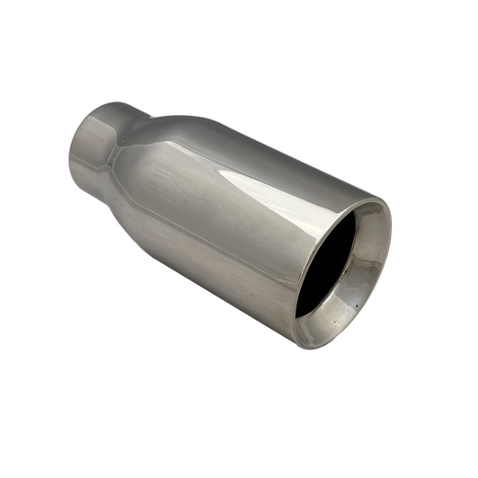 3.54 inch (90mm) (OD) Mirror Polished Single 304 Stainless Steel Straight Cut Exhaust Tail Pipe - PE22375