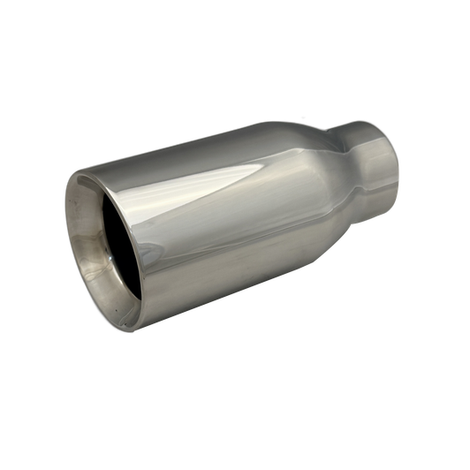 2.25 inch Mirror Polished Single 304 Stainless Steel Straight Cut Exhaust Tail Pipe - PE22375