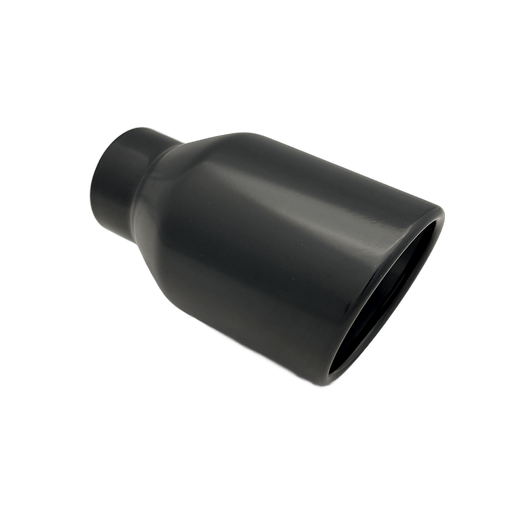 4 inch (101mm) (OD) Black Powder coating Single 304 Stainless Steel Slash Cut Exhaust Tail Pipe Rolled In - PE22378