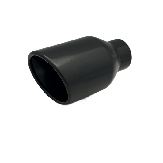 4 inch (101mm) (OD) Black Powder coating Single 304 Stainless Steel Slash Cut Exhaust Tail Pipe Rolled In - PE22378
