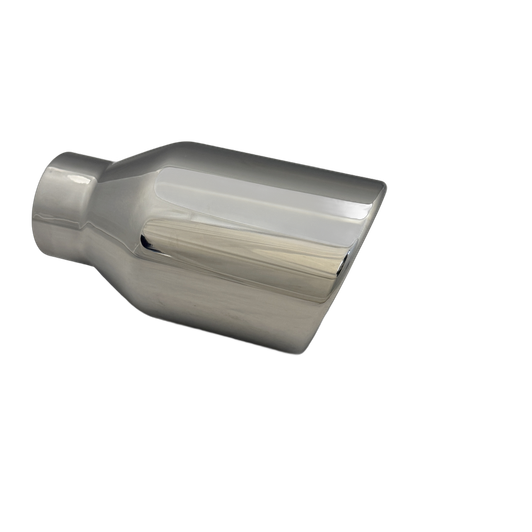 2.25 inch Mirror Polished Single 304 Stainless Steel Slash Cut Exhaust Tail Pipe Rolled In - PE22379