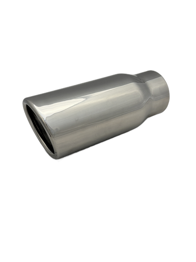 3 inch (76mm) (OD) Mirror Polished Single 304 Stainless Steel Slash Cut Exhaust Tail Pipe Rolled In - PE22383
