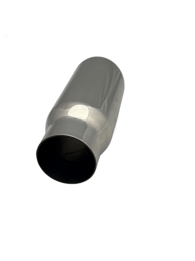 2.25 inch Mirror Polished Single 304 Stainless Steel Slash Cut Exhaust Tail Pipe Rolled In - PE22383