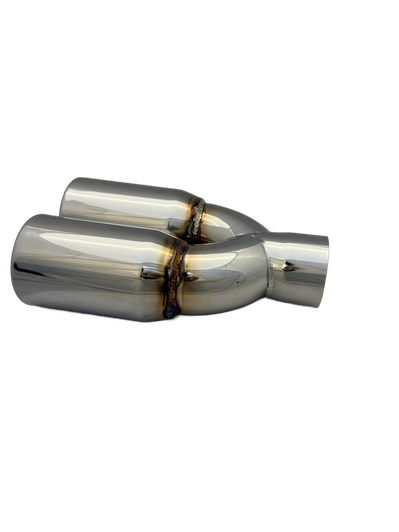 3 inch (76mm) (OD) Mirror Polished Twin 304 Stainless Steel Rolled In Straight Cut Exhaust Tail Pipe - PE22387