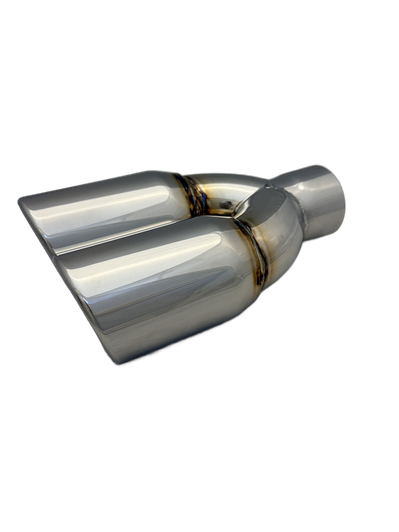 2.25 inch Mirror Polished Twin 304 Stainless Steel Rolled In Straight Cut Exhaust Tail Pipe - PE22388