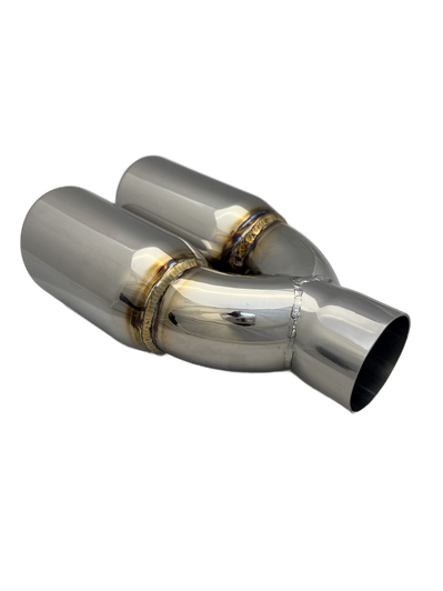 3 inch (76mm) (OD) Mirror Polished Twin 304 Stainless Steel Rolled In Straight Cut Exhaust Tail Pipe - PE22388