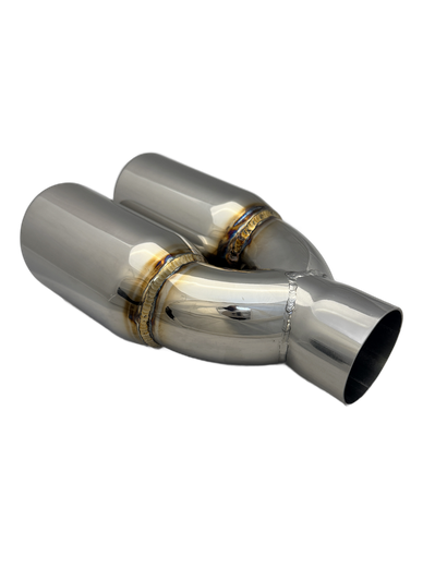 2.25 inch Mirror Polished Twin 304 Stainless Steel Rolled In Straight Cut Exhaust Tail Pipe - PE22388