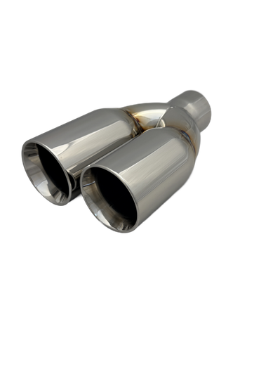 3 inch (76mm) (OD) Mirror Polished Twin 304 Stainless Steel Straight Cut Exhaust Tail Pipe Staggered - PE22389