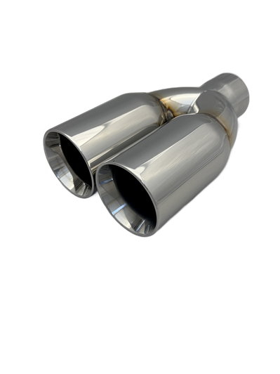 3 inch (76mm) (OD) Mirror Polished Twin 304 Stainless Steel Straight Cut Exhaust Tail Pipe - PE22391