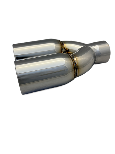 2.25 inch Mirror Polished Twin 304 Stainless Steel Straight Cut Exhaust Tail Pipe - PE22391