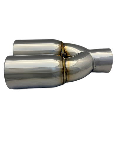 3 inch (76mm) (OD) Mirror Polished Twin 304 Stainless Steel Straight Cut Exhaust Tail Pipe - PE22391