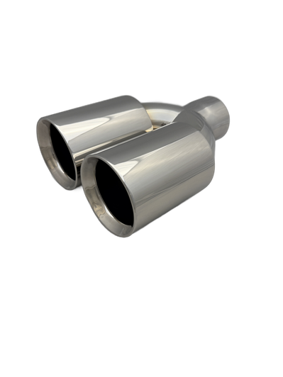3.54 inch (90mm) (OD) Mirror Polished Twin 304 Stainless Steel Straight Cut Exhaust Tail Pipe - PE22392