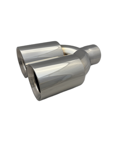 3.54 inch (90mm) (OD) Mirror Polished Twin 304 Stainless Steel Straight Cut Exhaust Tail Pipe - PE22392