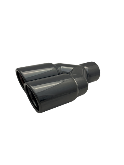 2.5 inch Black Chrome Twin (LEFT) 304 Stainless Steel Slash Cut Exhaust Tail Pipe Staggered - PE22394L