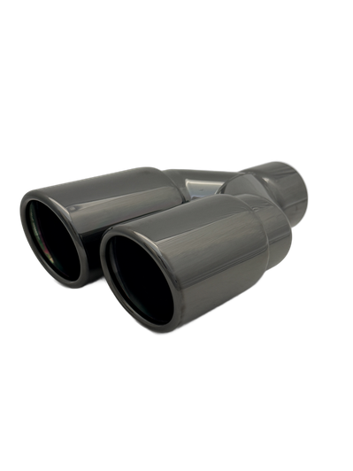 3 inch (76mm) (OD) Black Chrome Twin (Right) 304 Stainless Steel Slash Cut Exhaust Tail Pipe Staggered - PE22394R