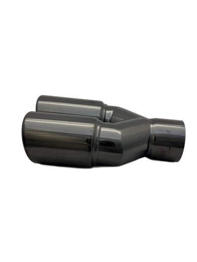 2.5 inch Black Chrome Twin (Right) 304 Stainless Steel Slash Cut Exhaust Tail Pipe Staggered - PE22394R