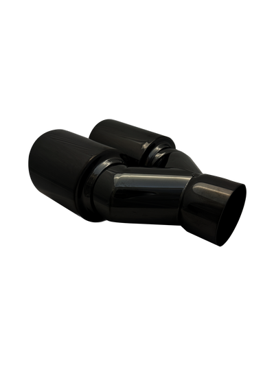 2.5 inch Black Chrome Twin (Right) 304 Stainless Steel Slash Cut Exhaust Tail Pipe Staggered - PE22396R