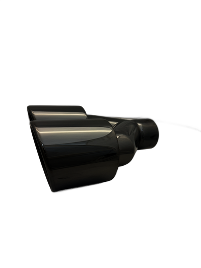 2.5 inch Black Chrome Twin (LEFT) 304 Stainless Steel Slash Cut Exhaust Tail Pipe Staggered - PE22398L