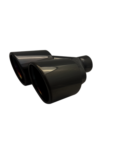2.5 inch Black Chrome Twin (Right) 304 Stainless Steel Slash Cut Exhaust Tail Pipe Staggered - PE22398R