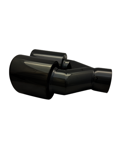 2.5 inch Black Chrome Twin (Right) 304 Stainless Steel Slash Cut Exhaust Tail Pipe Staggered - PE22398R