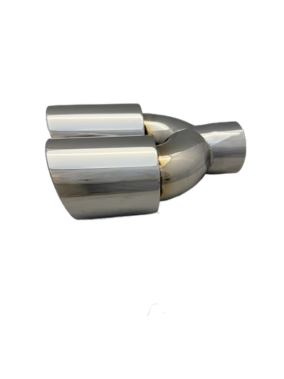 2.5 inch Mirror Polished Twin (LEFT) 304 Stainless Steel Slash Cut Exhaust Tail Pipe Staggered - PE22400L
