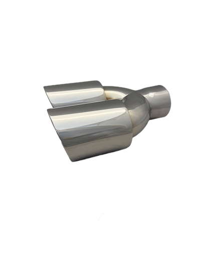 2.5 inch Mirror Polished Twin (Right) 304 Stainless Steel Slash Cut Exhaust Tail Pipe Staggered - PE22400R