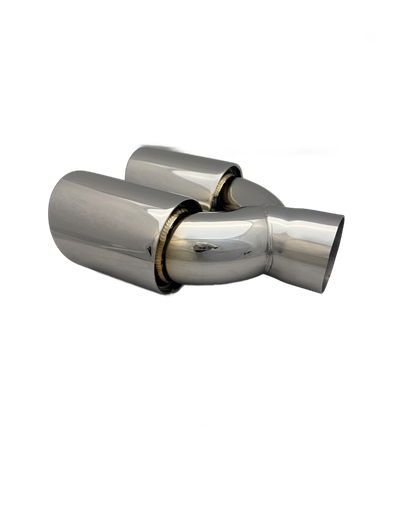 2.5 inch Mirror Polished Twin (Right) 304 Stainless Steel Slash Cut Exhaust Tail Pipe Staggered - PE22400R