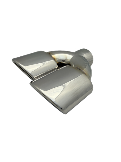 2.5 inch Mirror Polished Twin (LEFT) 304 Stainless Steel Slash Cut Exhaust Tail Pipe Staggered - PE22402L