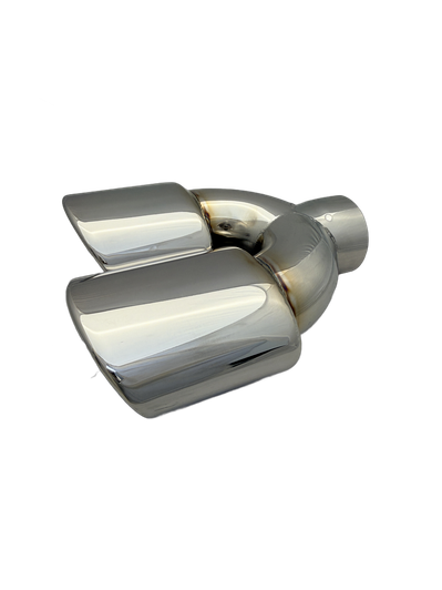2.5 inch Mirror Polished Twin (LEFT) 304 Stainless Steel Slash Cut Exhaust Tail Pipe Staggered - PE22402L