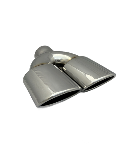 4 x 3 inch (102x76mm) (OD) Mirror Polished Twin 304 Stainless Steel Slash Cut Exhaust Tail Pipe - PE22403