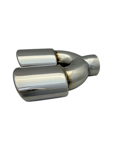 4 x 3 inch (102x76mm) (OD) Mirror Polished Twin 304 Stainless Steel Slash Cut Exhaust Tail Pipe - PE22403