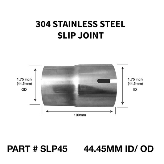 44.5mm 1.75 inch x 100mm 304 Stainless Steel Exhaust Weld-On Clamp Fit Slip Joint