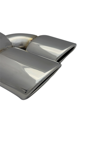 4 x 3 inch (102x76mm) (OD) Mirror Polished Twin (Right) 304 Stainless Steel Slash Cut Exhaust Tail Pipe Staggered - PE22402R