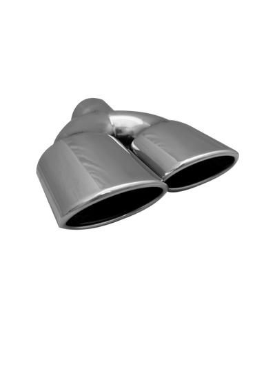4 x 3 inch (102x76mm) (OD) Mirror Polished Twin (Right) 304 Stainless Steel Slash Cut Exhaust Tail Pipe Staggered - PE22402R