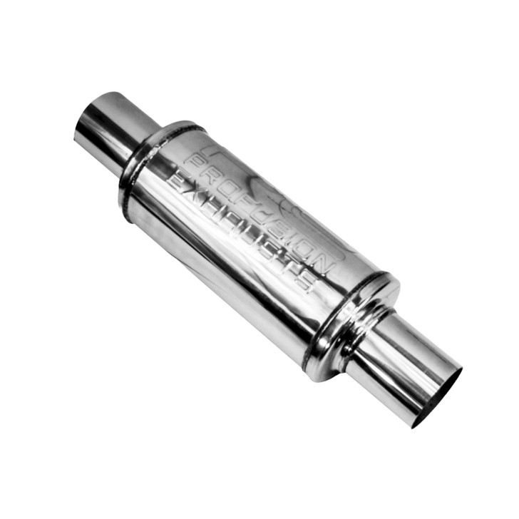 2.5" 63mm 4" Round x 9" Profusion 304 Stainless Steel Exhaust Silencer Resonator